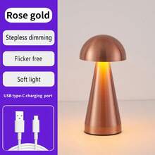 مصباح فطر بتصميم LED حديث قابل للشحن بلمسة، ثلاثي الألوان، مع بطارية ليثيوم بوليمر قابلة للشحن، مناسب لغرفة المعيشة والنوم والمطبخ والبار، مثالي لأجواء عيد الميلاد وعيد الهالوين - مصباح مكتبي قابل لإعادة الشحن - مشاهدة 6