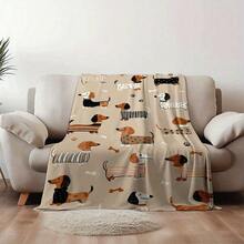 Super Soft Cute Dachshund Prints Flannel Printed 3D Blanket, As Birthday Gifts, Family, Wedding, Souvenir Blankets, Polyester Blankets Suitable For All Seasons, Washable, Machine Washable, Lightweight, Breathable, Comfortable, Warm, Unique, 280gsm For Him, Her Personalized Ideal Gifts For Her, Him, Family, Boyfriend, Girlfriend, Father, Family, Mother, Lover, Daughter, Son, Grandfather, Grandmother, Friend, Classmate, Pet.   Perfect Nap, Camping, Travel, Home, Daily Life, Office Decoration, Birthday, Anniversary, Valentine's Day, Thanksgiving, Christmas, Halloween, Mother's Day, Father's Day, Wedding, New Year Gifts ,Sofa,Bed,Car,Bedroom,Living Room,Office,  Outdoor Camping, Beach,Wall Decoration - 多色16 - 查看 4