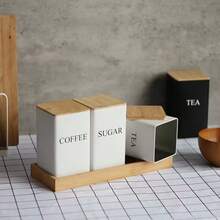 1件裝茶葉、咖啡與糖罐套組，附竹製蓋，金屬材質－氣密儲存罐，適用於茶葉、咖啡、水果茶、糖果、香料等 | 5.91" X 3.35" X 3.35" 廚房收納 - 彩色 - 查看 6
