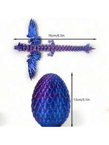 New Upgraded 4D Printed Pterosaur Model, Crystal Flying Dragon With Wings, Movable Joints, Creative Ornament, Action Figure Gift, Decoration Toy, Birthday/Holiday Gift - Multicolor - View 4