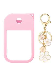 2pcs/1pc (30ml) Hand Sanitizer Spray Bottle Protective Case, 26 Cherry Blossom Letter Pendant, Silicone Spray Bottle Anti-Drop Anti-Collision Protective Cover, Keychain Design, Easy To Carry For Travel, Can Be Hung On Bags, Keys Or Children's Backpacks, Wear-Resistant, Waterproof, Reusable Protective Cover Suitable For Hand Sanitizer Spray Bottle, Travel, Outdoor, Gifts, Halloween Gifts, Christmas Gifts