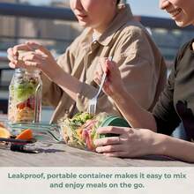 1pc Salad Storage Box - Simple And Modern Style. Integrated Design, Large Capacity, Portable Compartmentalized Structure, Made Of Polypropylene Plastic. Transparent Box + Separate Sauce Compartment + Detachable Lid. Side-Opening Sealed Salad Bowl For Portable Lunch Box. Suitable For Office Personnel's Meal Preparation / Fitness Light Food / Outdoor Picnic / Student Takeout / Daily Food Storage. - Multicolor - View 2