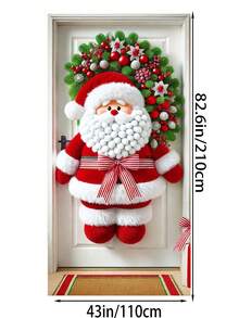 1 件 2D 圣诞门帘装饰，圣诞饰品，门帘装饰，35x70 英寸，节日创意装饰，耗电，适合室内外使用，艺术风格，非常适合节日创意和派对，圣诞家居装饰。（非花环） - 彩色 - 查看 11