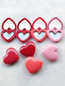 1pc Heart-Shaped Lipstick Case With Mirror, Refillable Makeup Palette For Lipstick, Eyeshadow, Suitable As Valentine's Day Gift For Teenagers, Girls Or Ladies