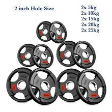 Shark Power Gear Tri Grip Weight Plates (Pair & Sets) – Compatible With 2 Inch Barbell (4ft / 5ft / 6ft / 7ft) – Full Home Gym Strength Kit - A - Ver 98