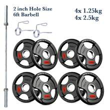 Shark Power Gear Tri Grip Weight Plates (Pair & Sets) – Compatible With 2 Inch Barbell (4ft / 5ft / 6ft / 7ft) – Full Home Gym Strength Kit - A - Ver 43