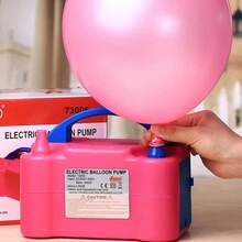 Bomba de globos eléctrica portátil con boquillas dobles para decoraciones de fiestas, CA 110V-120V, liviana y fácil de usar, diseño rosa y azul, incluye modos manual y automático para inflar globos rápidamente. - Rosa Fucsia - Ver 4