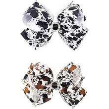 2 Pack Hair Clip For Women Girls Cow Bows Hair Clip Leopard Cow Patterned Bow Hair Clip Doublelayer Highquality Rhinestone Hair Clip Cow Print+Leopard Print One Size - Cowprintleopardprint - View 1