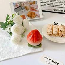 1 Piece Of Simulated Ceramic Fruit Persimmon Money Jar, Tea Sealed Jar, Creative Strawberry Ceramic Jar, Home Decoration Ornament