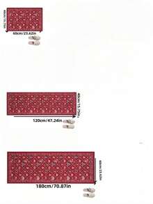 1pc Christmas Wreath & Plaid Pattern Red Carpet, Decorative Kitchen Rug, Entryway Mat, Latest Anti-Slip Easy Clean Carpet Floor Mat For Bedroom, Room Decor, Christmas Decoration, Home Decor, Party Gift - Red - View 2