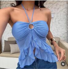 Strapless Dress Fashion Casual - 藍色 - 查看 2