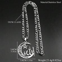 Hollow Crescent Moon Star Islamic Muslim Chain Necklace For Women Men Stainless Steel Gold Color Arabic Jewelry Gift - Star - View 4
