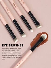 MAANGE 5 pezzi Premium Pennelli per trucco occhi in fibra sintetica, a doppia testina per uso doppio, pennello per ombretto, eyeliner, sopracciglia, correttore, contouring, contorno naso e dettagli, adatto per trucco liquido, in crema e in polvere - per sfumare, mescolare e pennelli per il viso, regalo per donne e ragazze