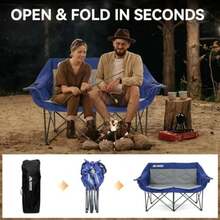 2 Person Camping Chair Oversized Loveseat Camping Chair Double Camping Chairs For Adults Heavy Duty Camping Couch Black Outdoor Folding Chair Portable Patio Lawn Chair(Blue Non-Heating) - Type1 - View 5