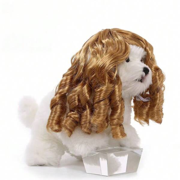 Haustier Perücke, universelle Katzen- & Hundehaarzubehör, wellige lockige Frisur für Weihnachten, Partys, Feiertage Haustier Kostüm