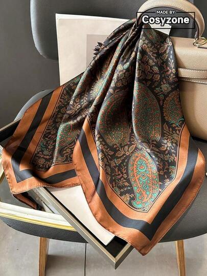 1pc Bohemian Style Paisley Print 27.5in Square Scarf, Versatile Bandana For Women, Suitable For Casual, Fashion Street Style, Outdoor Windproof Sunscreen Shawl To Complement Your Look For Dress