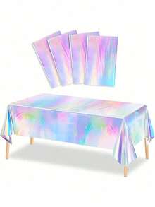 1 pezzo Tovaglia usa e getta con tema arcobaleno laser per feste di compleanno, matrimoni e altre occasioni, decorazione in pellicola di alluminio