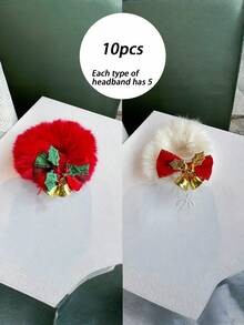 Diadema con lazo navideño de peluche, cinta elástica dulce y de alta elasticidad con bandas de goma, diadema con bucle de toalla, diadema, diadema, diadema, diadema decorativa para ambiente navideño, diadema decorativa para fiesta de Navidad, diadema para fotografía de ambiente navideño, accesorio para el cabello de otoño e invierno, diadema para vestir diaria, diadema con lazo para moño, diadema para peinado de cola de caballo alta