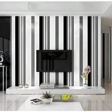 1 rollo de papel tapiz no tejido minimalista moderno, papel tapiz a rayas de moda en negro, blanco y gris, para sala de estar, dormitorio, pared de fondo de TV, decoración de tienda, decoración del hogar. Papel tapiz a rayas de 17.7in x 39.3/118.1/196.8/393.7in disponible para todas las temporadas