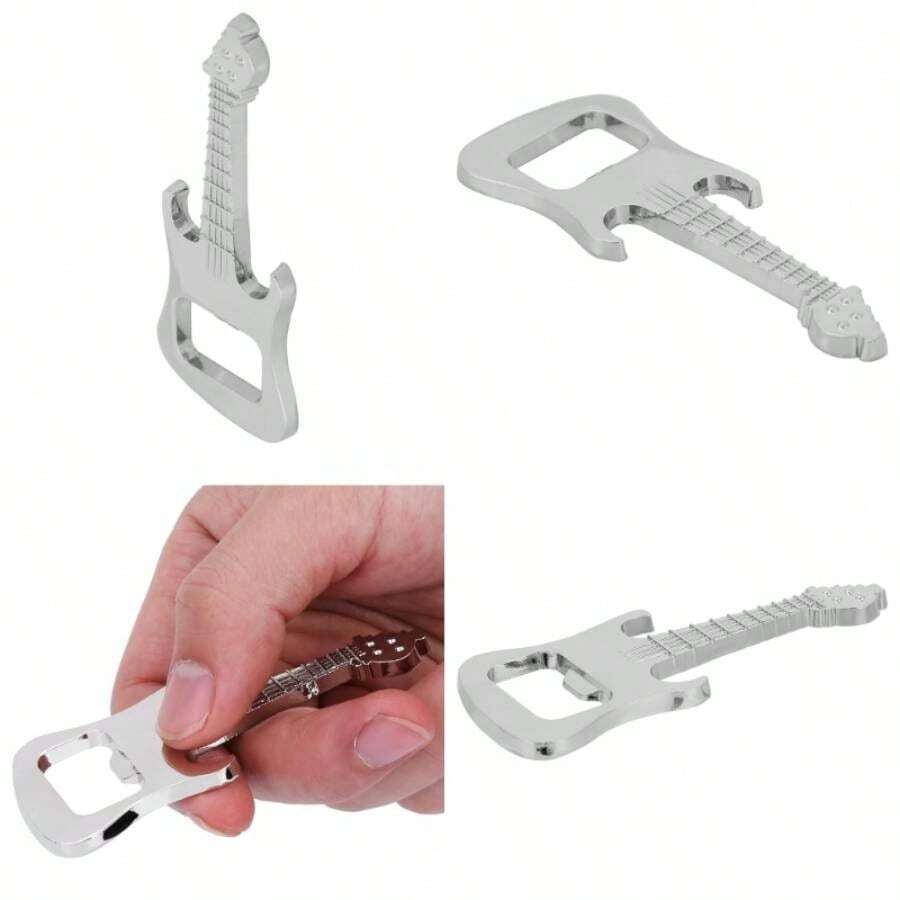 Abrebotellas de Metal con Forma de Guitarra para Cerveza, Soda como de - Plata - Ver 1