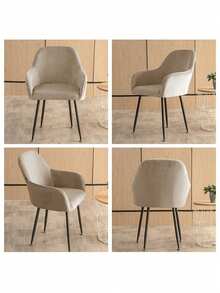 1pc Stretch Velvet Armchair Slipcover Set, Backrest Cover, High Armrest Cover, Simple Unlined, Suitable For Bedroom, Living Room, Study And Other Lighting Spaces - Light Camel - View 3