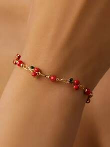 1 pieza Pulsera con dije de cereza elegante y de moda, accesorio dulce y versátil, adecuado para uso casual o como regalo