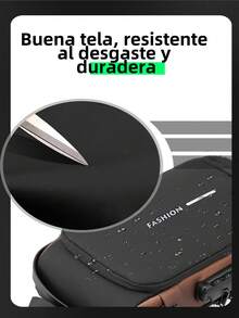 Bolso Bandolera de Moda para Hombre Mochila Antirrobo Impermeable Bolso Bandolera Informal con Puerto USB y Bloqueo de Código Bolso Multifuncional - Café integral - Ver 7