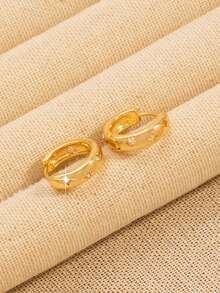 1 Pair Minimalist Luxury Round Circle Hoop Earrings, Design With Elegant Vibe - Gold - View 4