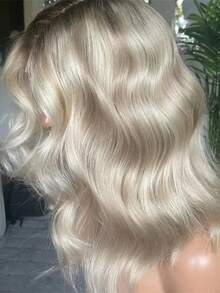 Ash Blonde Ombre Body Wave Lace Front Wigs Human Hair 13x4 HD BOB Glueless Wigs Human Hair Pre Plucked With Baby Hair Short Water Wave Lace Frontal Wigs For Women 250 Density Colored Brazilian Virgin Wig - 根染&漸變色 - 查看 5