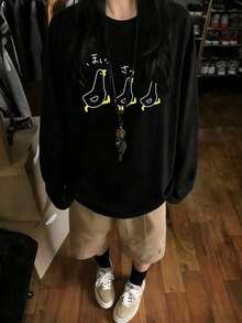 Black [Funny T-shirt/Women's Autumn Clothing]