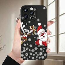 Funda de Teléfono de Santa Claus y Reno para iPhone 17 aire/16/15/14/13/12/11. Profesional máximo 14/15 más dieciséis E 12/13MINI, X/XR/XSMax, compatible con Samsung Galaxy UN 03/A03core/A04/A04E/A05/A05s/A06/A12/A13/A15/A16/A21s/A24/A25/A32/A34/A35/A54/A55/A81,S10E/S20/S21/S22/S23/S24 FE/Plus/Ultra, F15, M35/M55 Funda para teléfono móvil para Note10/Note10Plus/Note20/Note20Ultra, carcasa suave de TPU, adecuada tanto para hombres como mujeres, simple y elegante, protección anti-caída. - Negro - Ver 6