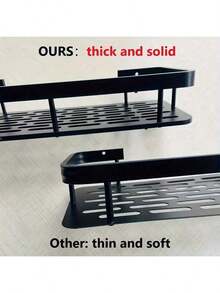 No Drill Large Capacity Wall Mount Rack - Space Saving Easy Install Organizer Shelf For Bathroom & Kitchen, Plastic Storage Cabinet For Toiletries & Cosmetics, Includes Plastic & Aluminum Alloy Models, Black, White, With Adhesive Hooks Bathroom Accessories Bathroom Tools