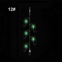 5件套夜光钓组，手工制作，带倒刺鱼钩，适用于海钓和淡水钓鱼 - 彩色 - 查看 11