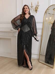 JINLICX Beaded Embroidery Gown Elegant Choice For Weddings Galas & Parties - Black - View 4
