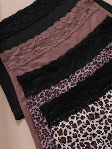 4pcs Women's Elegant Lace Patchwork Boyshorts, Comfortable Women's Four-Corner Underwear - Multicolor - View 3