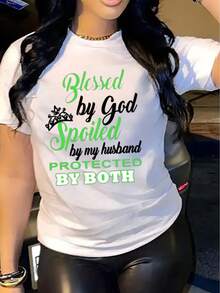 Women's Casual Short Sleeve T-Shirt 1 Piece Heavyweight - Comfortable Round Neck, Soft And Cute Top - White - View 3