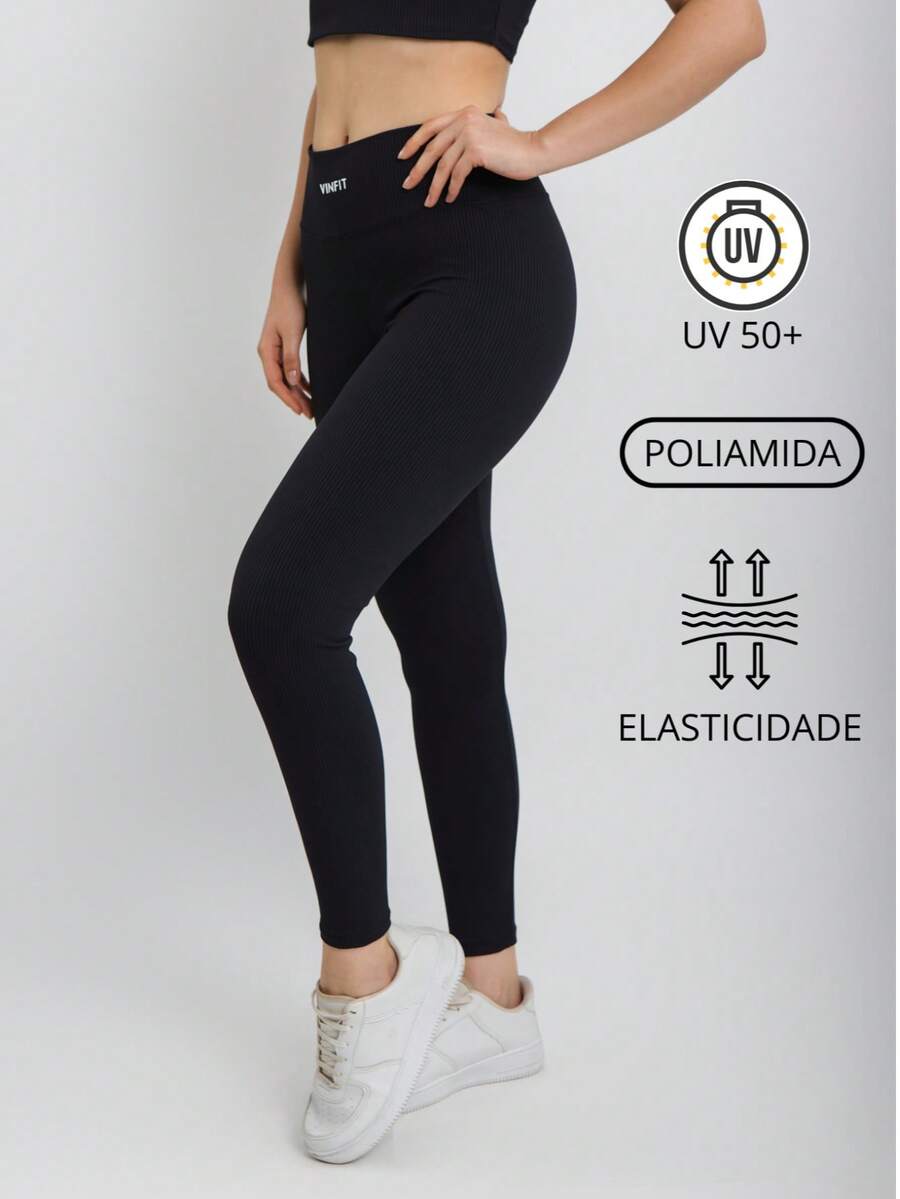 Calça Canelada Modeladora Academia Casual Fitness Poliamida Sem Transparência