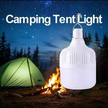 Luz LED portátil recargable para acampar en la calle con gancho, linterna de tienda regulable, carga USB, lámpara LED multifuncional de emergencia - Blanco - Ver 5