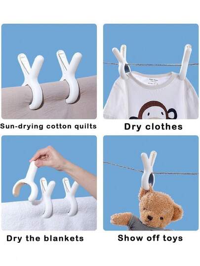 Heavy Duty Windproof Clothespin - Large Non-Slip Laundry Clips, Suitable For Indoor/Outdoor Clothing, Blankets, Bedsheets In All Weather Conditions - Damage-Free Hook Design, Essential For Home, Camping, Travel, Sturdy Metal Clips, Clothing Fixing Essential