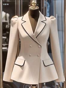 2 pièces Ensemble jupe grande taille style A-line, automne et hiver, vêtements pour femmes, retour à l'école, tenues de concert pour femmes, robe pour invitée de mariage, robe tout blanche, robe pour invitée de mariage - Nude - Voir 2