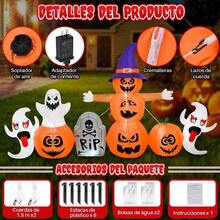1.8M Calabaza Inflable Decoracin de Halloween, Lindo Decoracin Inflable con el Cuerpo del Crneo y con Luces para Halloween Al Aire Libre Interior del Partido Jardn Csped - 2.7M - Calabaza Fantasma Lápida - Ver 6