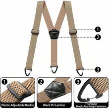 Suspenders Men Heavy Duty 1.6 Inch Mens Suspenders Elastic Adjustable Work Braces With 3 Plastic Snap Loop