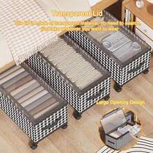 Rolling Underbed Storage With Wheels - Large Capacity Container For Living Room & Bedroom - 透明蓋子 - 查看 6