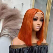 Brazilian Virgin Hair Natural #350 Ginger Orange Straight Wig 200% Density 13*4 HD Lace Front Wigs Human Frontal Hair Glueless Wigs Pre-Plucked With Baby Hair Ready To Wear No Glue Needed Pre Bleached Knots & Natural Hairline Soft And Natural Look - S350 - View 17