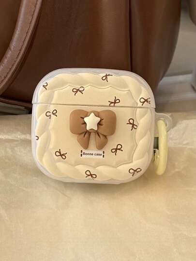 1pc 3D Brown Bow Protective Case Compatible With Apple Pro 2nd Gen, 1/2/3, Anti-Drop Bluetooth Earphone Case (Earphones Not Included)