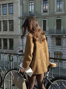 Women's Long Sleeve Casual Elegant Commuter Jacket, Suitable For Vacation And Daily Wear, Autumn/Winter Spring - Khaki - View 2