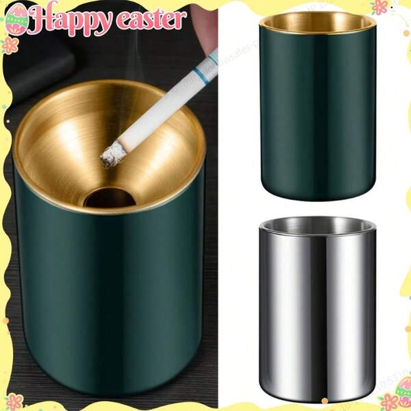Windproof Stainless Steel Smokeless Ashtray For Cigars - Durable Indoor/Outdoor Use, Compact Design For Home, Office, Patio Or Car, Cigarette Ashtray, Patio Accessory, Modern Aesthetic, Sleek Metal Finish, High-Quality Construction, Outdoor Smoker, Minimalist Style, Sturdy Construction, Outdoor Enthusiast