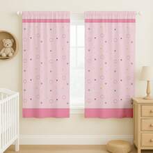 Cortina Infantil Sublimada Para Quarto Bebê 2,00x1,50m Menino e Menina Animais Estampas Diversas - Chuva de Amor Rosa - Visão 2