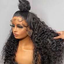 200% Density Deep Wave Wig 360 Full Lace Wig Human Hair Wig Natural Color Pre Plucked Curly Wave 13x6 Deep Wave Breathable Transparent HD Lace Frontal Wig Human Hair Wig 100% Human Hair Wigs For Women Hair Accessories