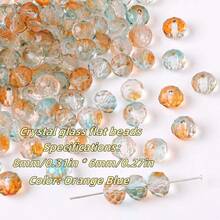 100 قطعة/200 قطعة من الخرز الزجاجي البلوري المسطح بقياس 8 مم بألوان زاهية وأسلوب بوهيمي بسيط لصناعة المجوهرات DIY، القلائد، الأساور، والأعمال اليدوية